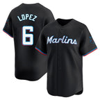 M.Marlins #6 Otto Lopez Player Black  Home Limited Fdoa Stitched Jerseys