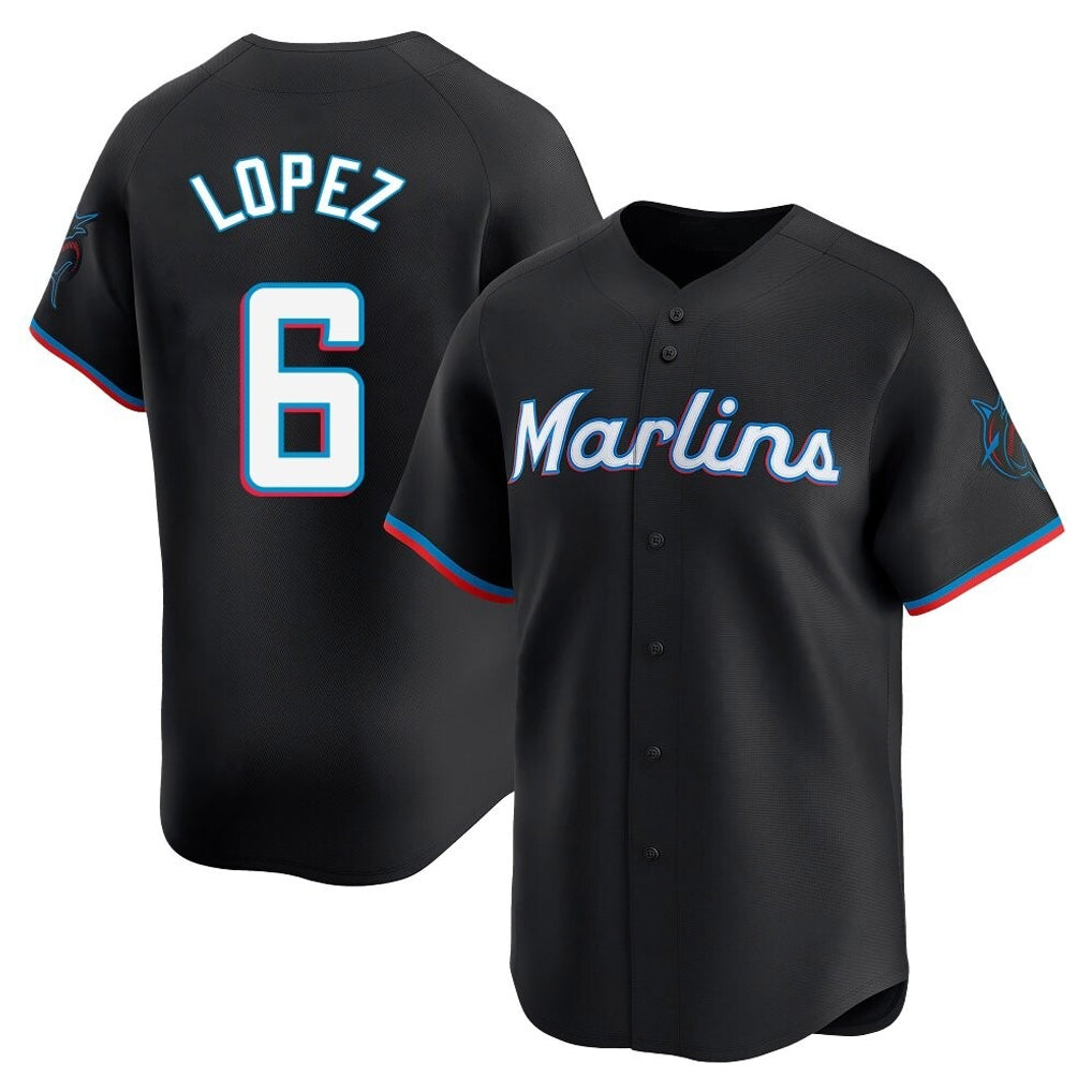 M.Marlins #6 Otto Lopez Player Black  Home Limited Fdoa Stitched Jerseys