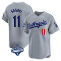 LA.Dodgers #11 Roki Sasaki Player Gray World Series Meet Limited Home Fdoa Stitched Jerseys