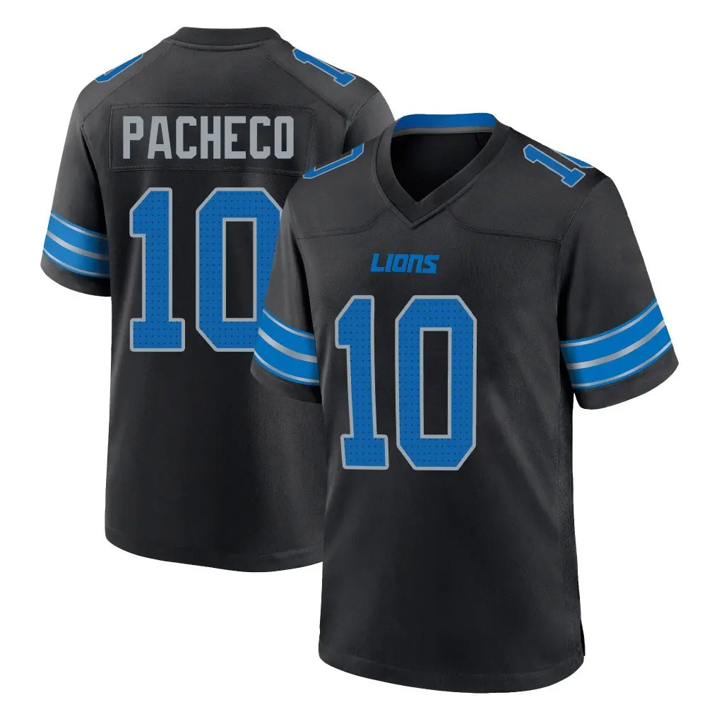 D.Lions #10 Isiah Pacheco Player Black Alternate Home Game Gdoa Stitched Jerseys