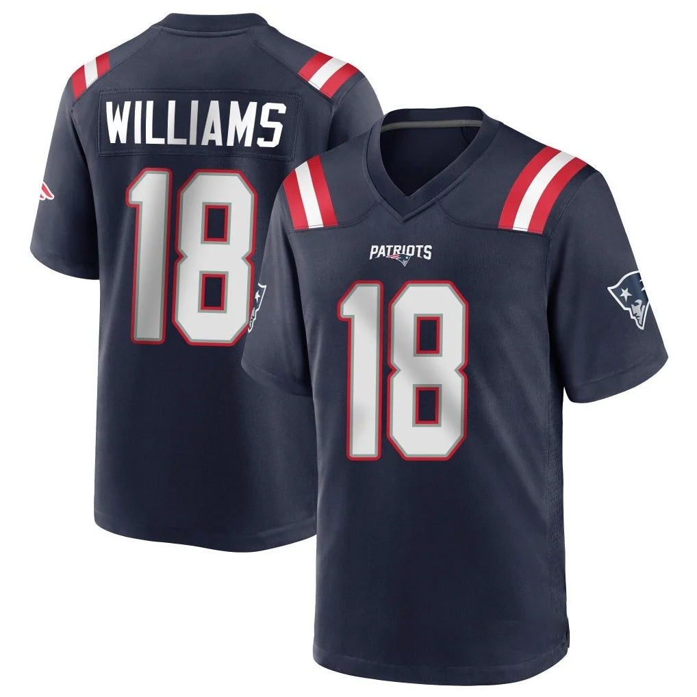 NE.Patriots #18 Kyle Williams Player Navy Home Game Gdoa Stitched Jerseys