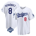 LA.Dodgers #8 Enrique Hern¨¢ndez Player White World Series Meet Home Game Fdoa Stitched Jerseys