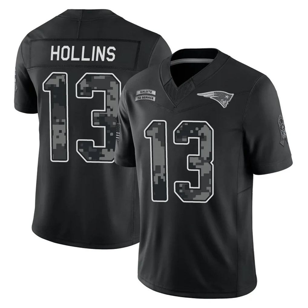 NE.Patriots #13 Mack Hollins Player Black Limited 2026 Salute to Service Home Game Gdoa Stitched Jerseys