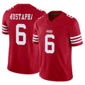 SF.49ers #6 Malik Mustapha Player Red Limited Vapor F.U.S.E. Home Game Gdoa Stitched Jerseys