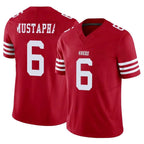 SF.49ers #6 Malik Mustapha Player Red Limited Vapor F.U.S.E. Home Game Gdoa Stitched Jerseys