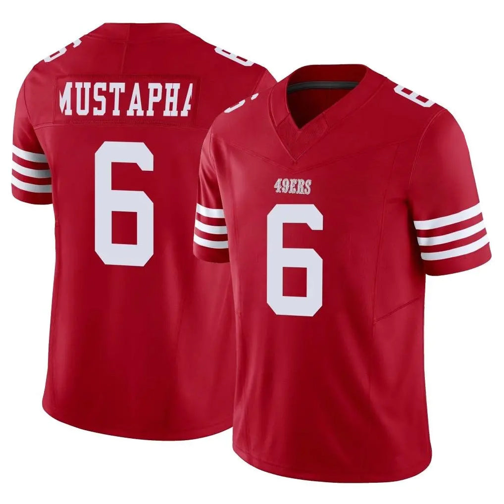 SF.49ers #6 Malik Mustapha Player Red Limited Vapor F.U.S.E. Home Game Gdoa Stitched Jerseys