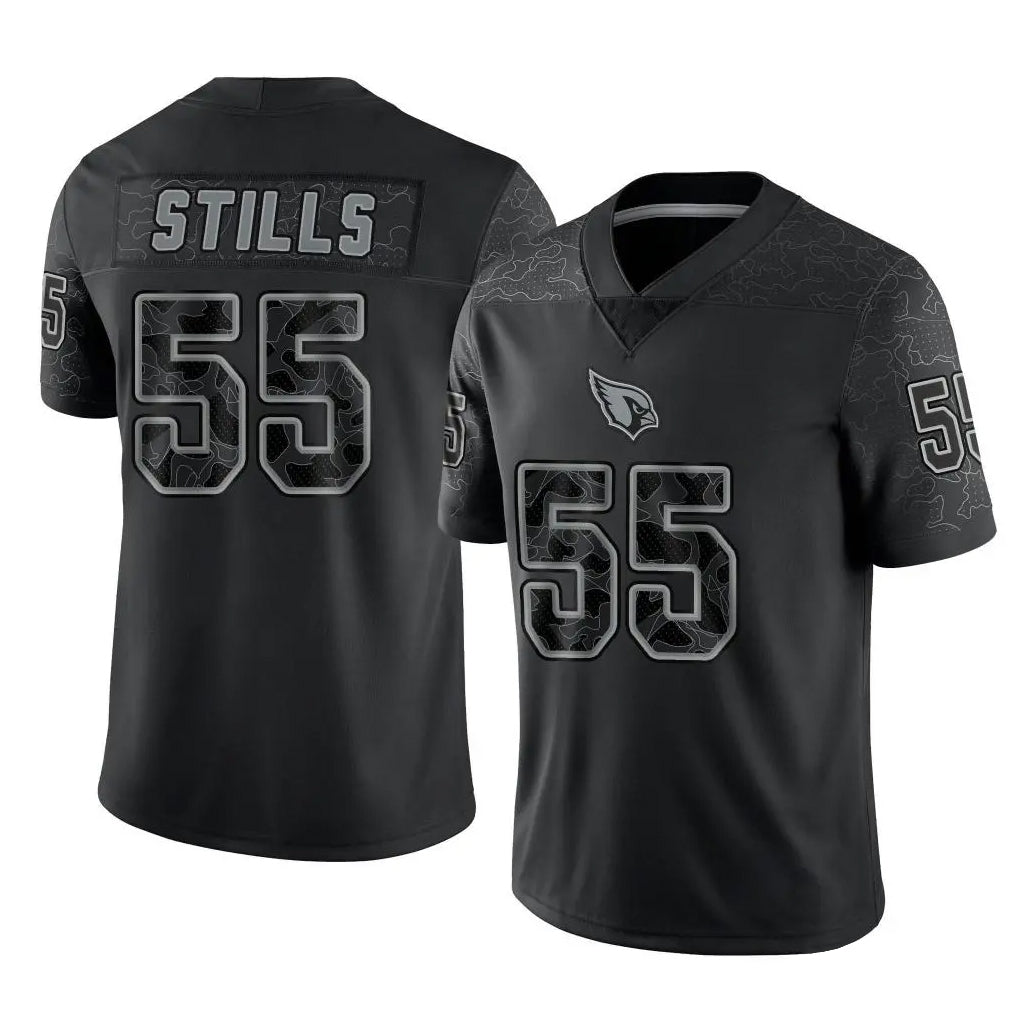 A.Cardinals #55 Dante Stills Player Black RFLCTV Limited Home Game Gdoa Stitched Jerseys