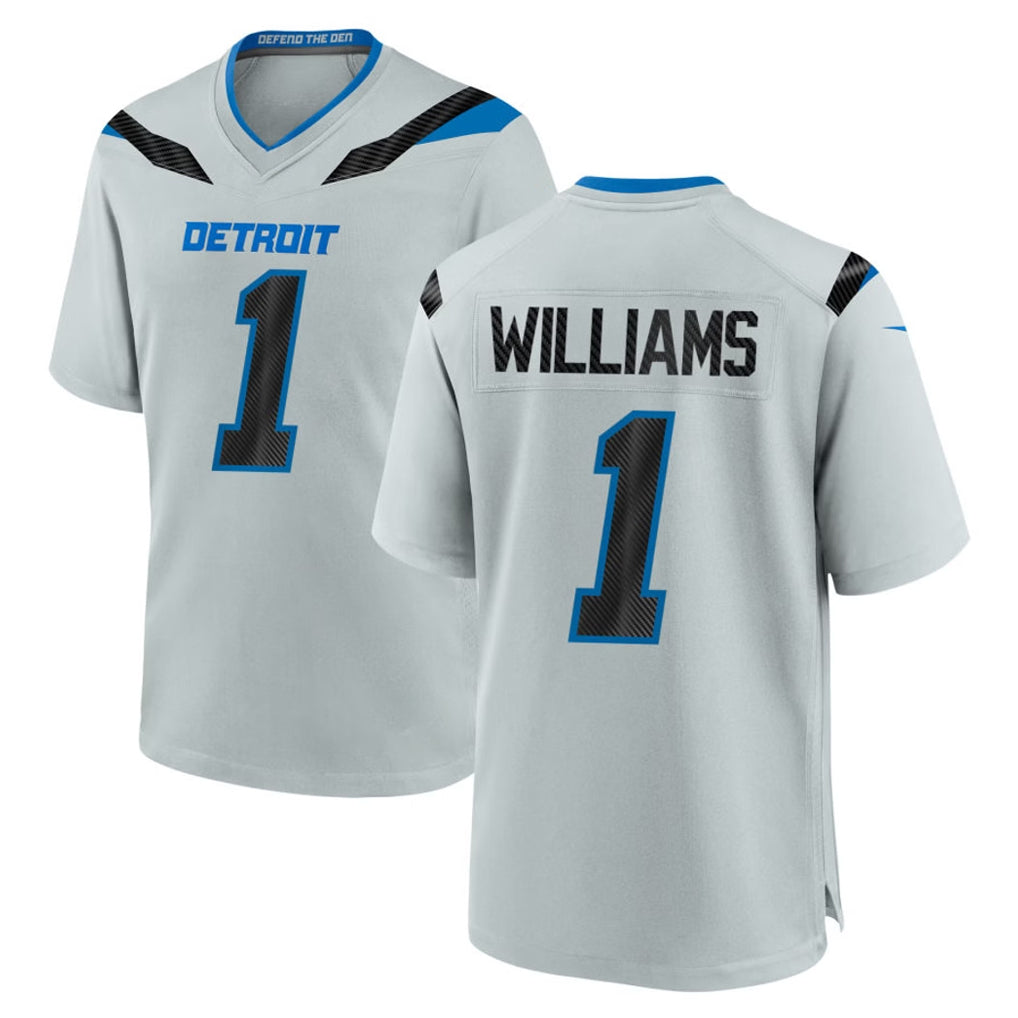 D.Lions #1 Jameson Williams Player Silver 2026 Rivalries Collection Home Game Gdoa Stitched Jerseys