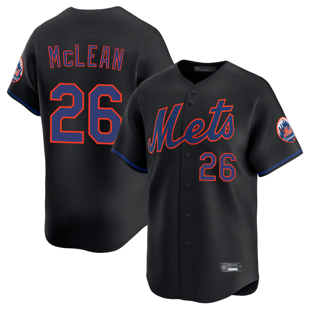 NY.Mets #26 Nolan McLean Player Black Alternate Home Limited Fdoa Stitched Jerseys