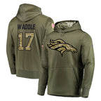 D.Broncos #17 Jaylen Waddle Player Olive Salute to Service Pullover Hoodies Home Game Gdoa Stitched Jerseys