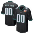 Custom P.Eagles Black Super Bowl LIX Home Game Any Name & Numbers Gdoa Stitched Jerseys