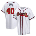 A.Braves #40 Reynaldo Lopez player White&Gold Replica Program Stitched Jerseys