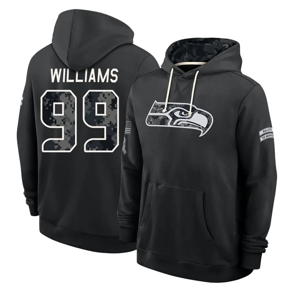 S.Seahawks #99 Leonard Williams Player 2026 Black Logo Pullover Hoodies Limited Game Gdoa Stitched Jerseys