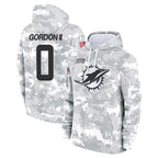 M.Dolphins #0 Ollie Gordon II Player Arctic Camo Salute to Service Hoodies Limited Game Gdoa Stitched Jerseys