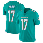 M.Dolphins #17 Trey Moore Player Aqua Limited Vapor Untouchable Home Game Gdoa Stitched Jerseys