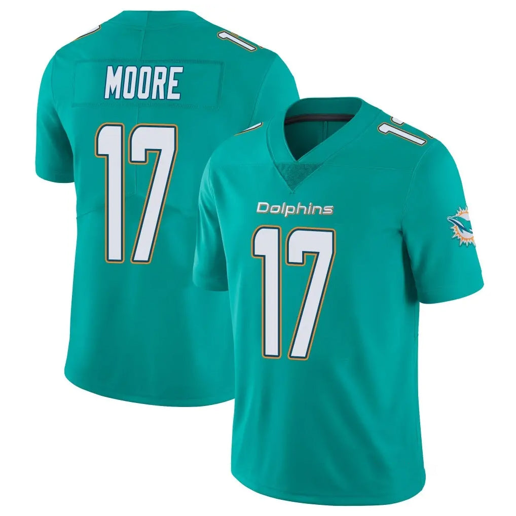 M.Dolphins #17 Trey Moore Player Aqua Limited Vapor Untouchable Home Game Gdoa Stitched Jerseys