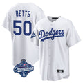 LA.Dodgers #50 Mookie Betts Player White World Series Meet Game Home Fdoa Stitched Jerseys