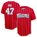 M.Marlins #47 John King Player Red City Connect Home Game Fdoa Stitched Jerseys