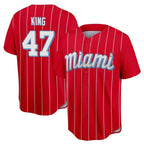 M.Marlins #47 John King Player Red City Connect Home Game Fdoa Stitched Jerseys
