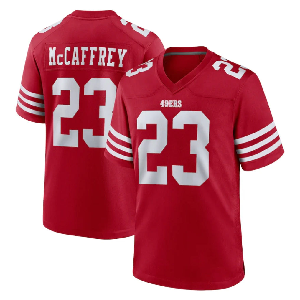 SF.49ers #23 Christian McCaffrey Player Red Game Home Gdoa Stitched Jerseys