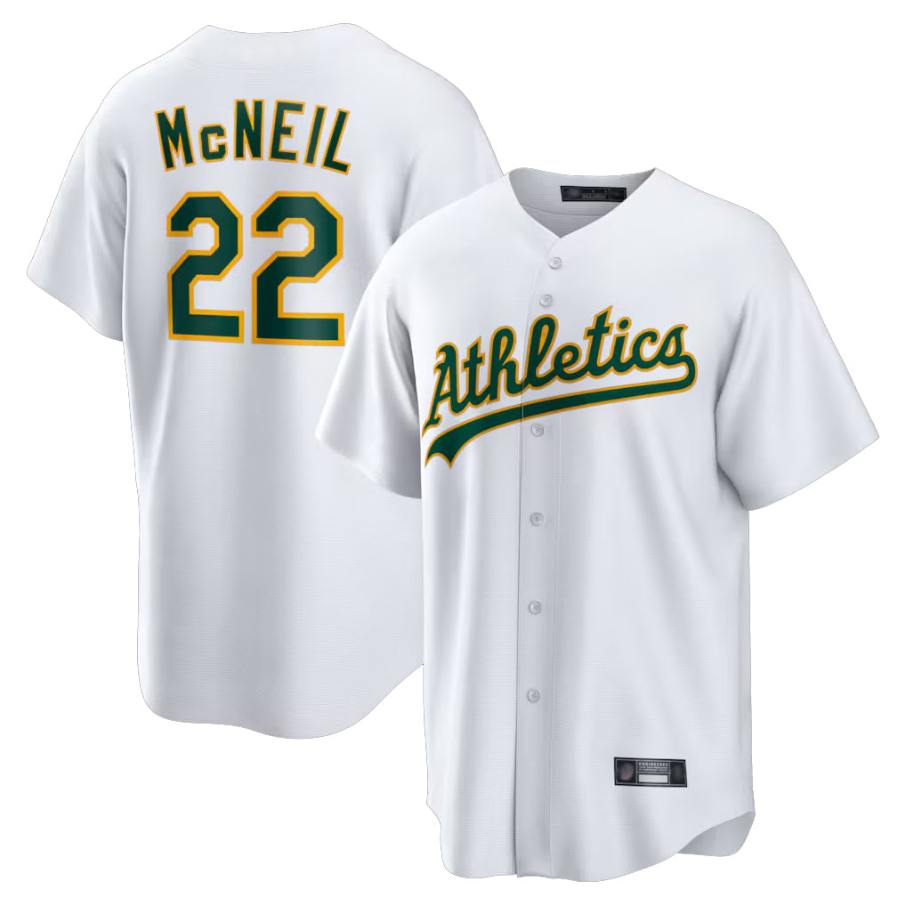 Athletics #22 Jeff McNeil Player White Home Game Gdoa Stitched Jerseys