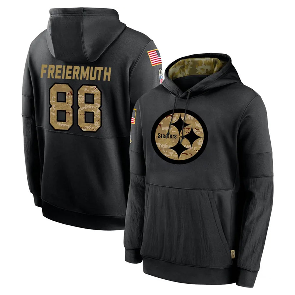 P.Steelers #88 Pat Freiermuth Player Black Salute to Service Hoodies Limited Game Gdoa Stitched Jerseys