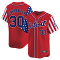 D.Tigers #30 Kerry Carpenter Player Red Independence Day Vapor Premier Limited Gdoa Stitched Jerseys