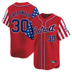 D.Tigers #30 Kerry Carpenter Player Red Independence Day Vapor Premier Limited Gdoa Stitched Jerseys