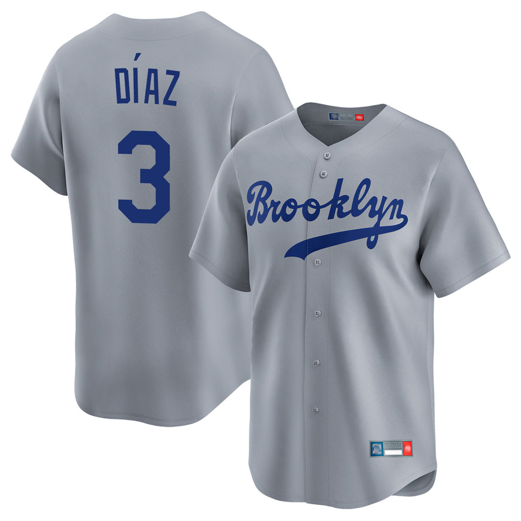 LA.Dodgers #3 Edwin D¨ªaz Player Gray Game Limited Home Fdoa Stitched Jerseys