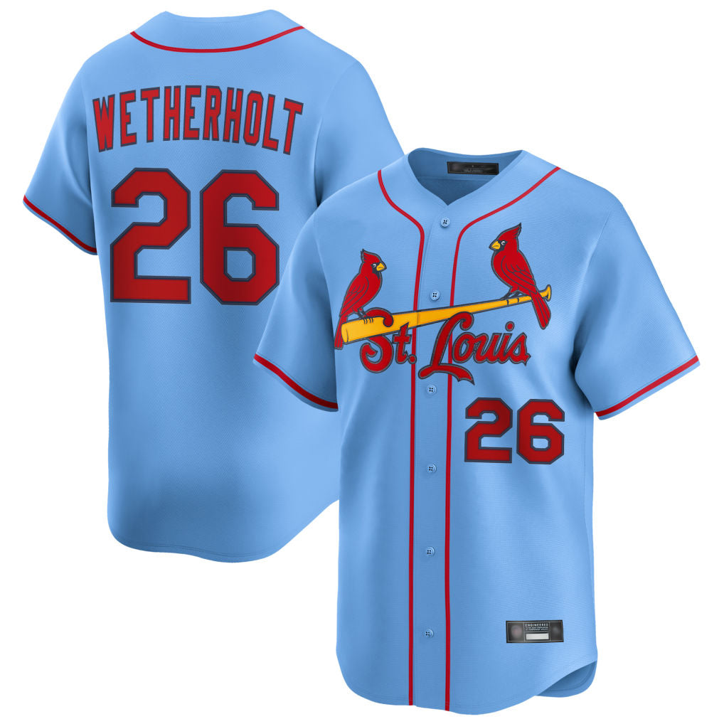 St. Louis Cardinals #26 JJ Wetherholt Player Light Blue Home Limited Fdoa Stitched Jerseys