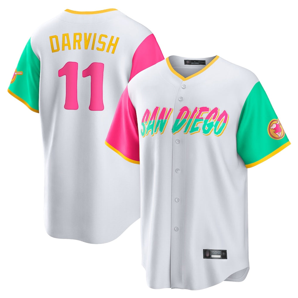 S.Diego Padres #11 Yu Darvish Player White City Connect Home Game Fdoa Stitched Jerseys
