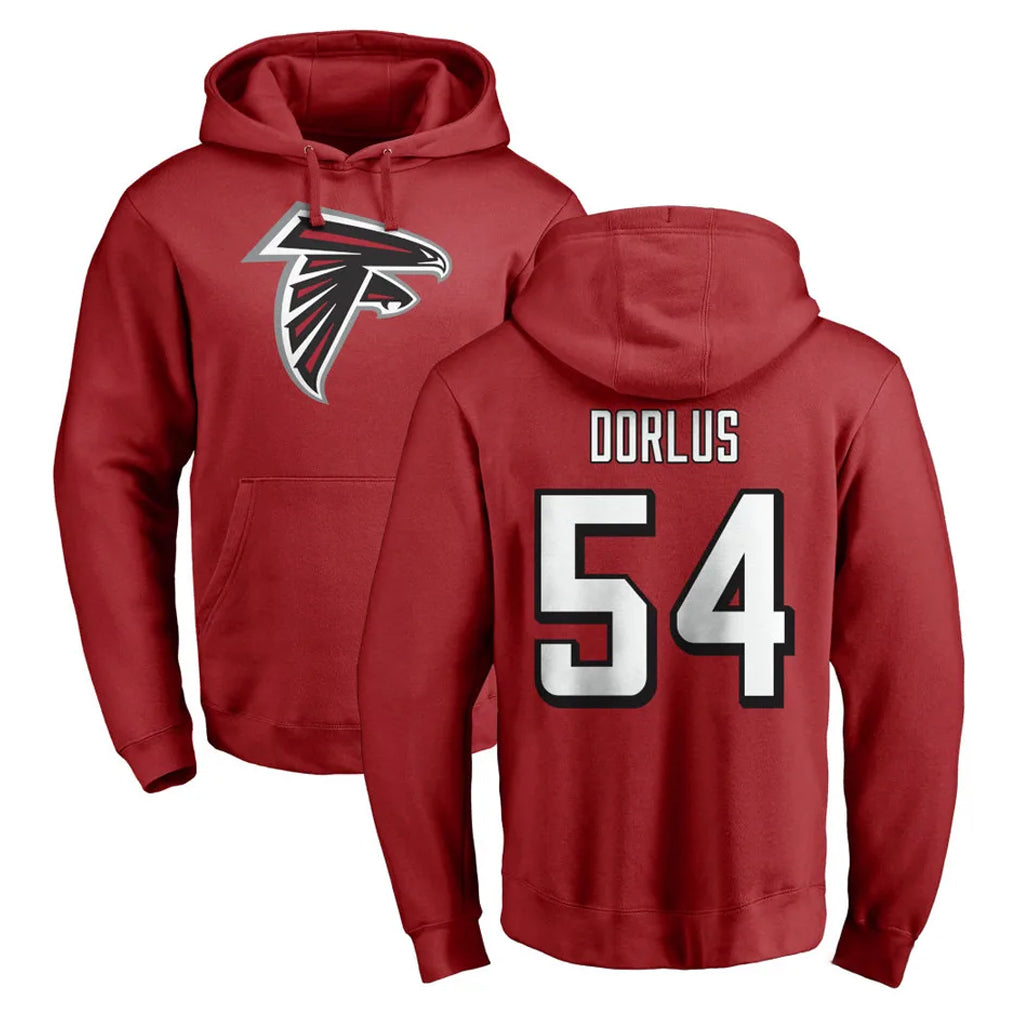 A.Falcons #54 Brandon Dorlus Player Red Pullover Hoodies Home Game Gdoa Stitched Jerseys