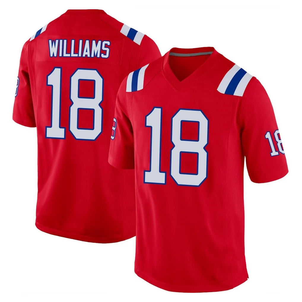 NE.Patriots #18 Kyle Williams Player Red Home Game Gdoa Stitched Jerseys