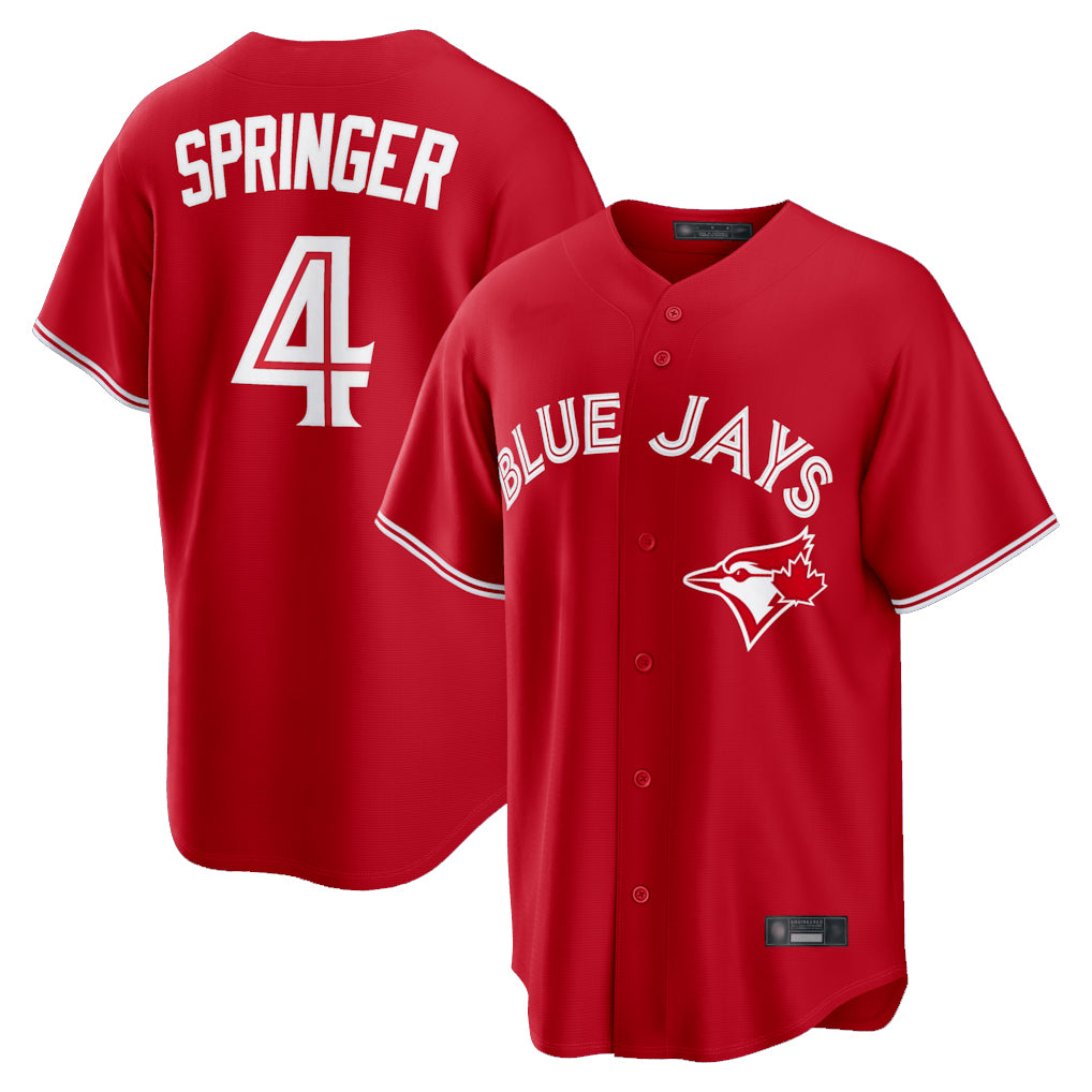 T.Blue Jays #4 George Springer Player Red Home Game Fdoa Stitched Jerseys