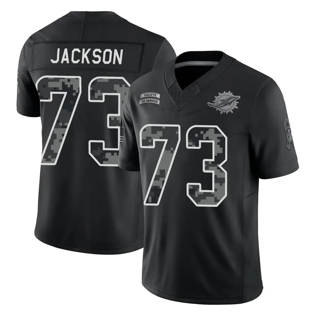 M.Dolphins #73 Austin Jackson Player Black Limited 2026 Salute to Service Home Game Gdoa Stitched Jerseys