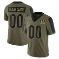 Custom C.Bengals Olive Salute to Service Game Any Name & Numbers Gdoa Stitched Jerseys
