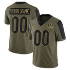 Custom C.Bengals Olive Salute to Service Game Any Name & Numbers Gdoa Stitched Jerseys