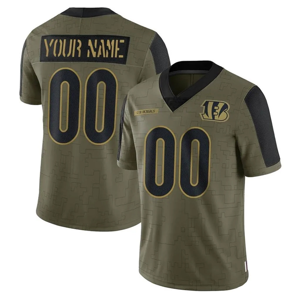 Custom C.Bengals Olive Salute to Service Game Any Name & Numbers Gdoa Stitched Jerseys