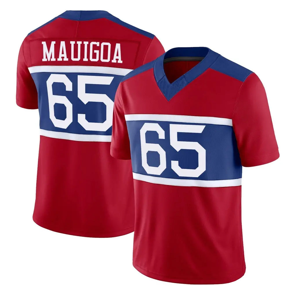 NY.Giants #65 Francis Mauigoa Player Red Century Vapor F.U.S.E. Home Game Gdoa Stitched Jerseys