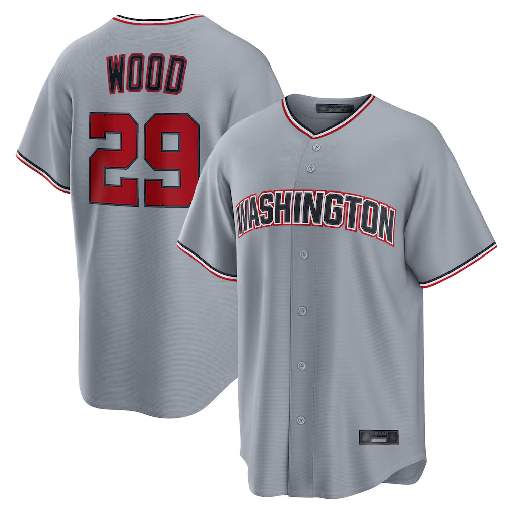 W.Nationals #29 James Wood Player Gray Road Replica Fdoa Stitched Jerseys