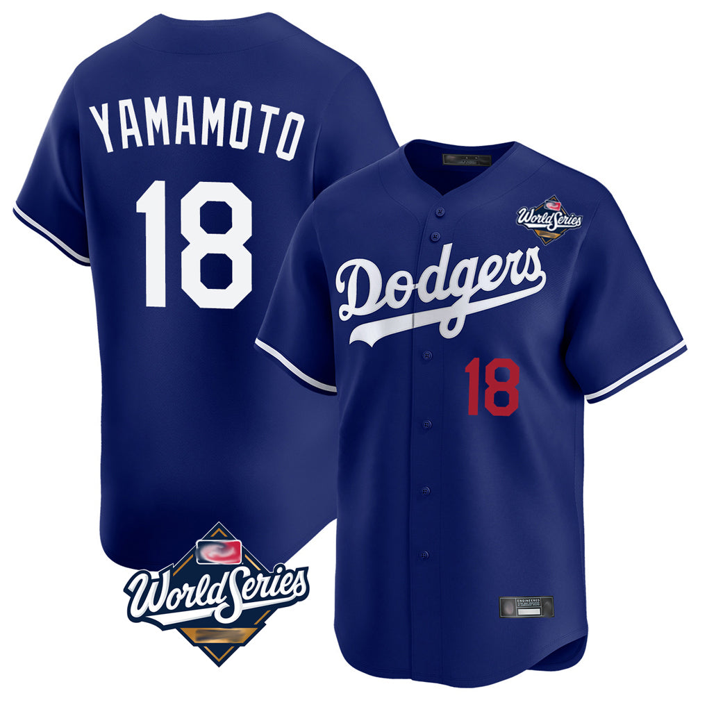 LA.Dodgers #18 Yoshinobu Yamamoto Player Royal World Series Limited Home Fdoa Stitched Jerseys