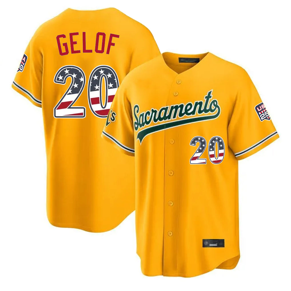 Athletics #20 Zack Gelof Player Gold USA 250 Fourth of July Home Game Gdoa250Ys Stitched Jerseys