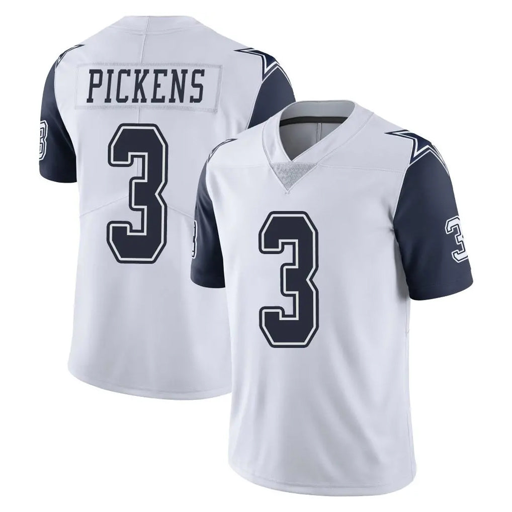 D.Cowboys #3 George Pickens Player White-Navy Limited Color Rush Vapor Untouchable Home Game Gdoa Stitched Jerseys