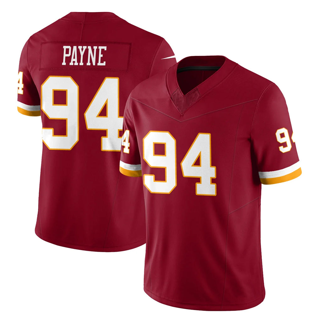 W.Commanders #94 Daron Payne Player Burgundy Limited Team Vapor F.U.S.E. Home Game Gdoa Stitched Jerseys