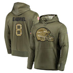 C.Browns #8 Dillon Gabriel Player Olive Salute to Service Pullover Hoodies Home Game Gdoa Stitched Jerseys