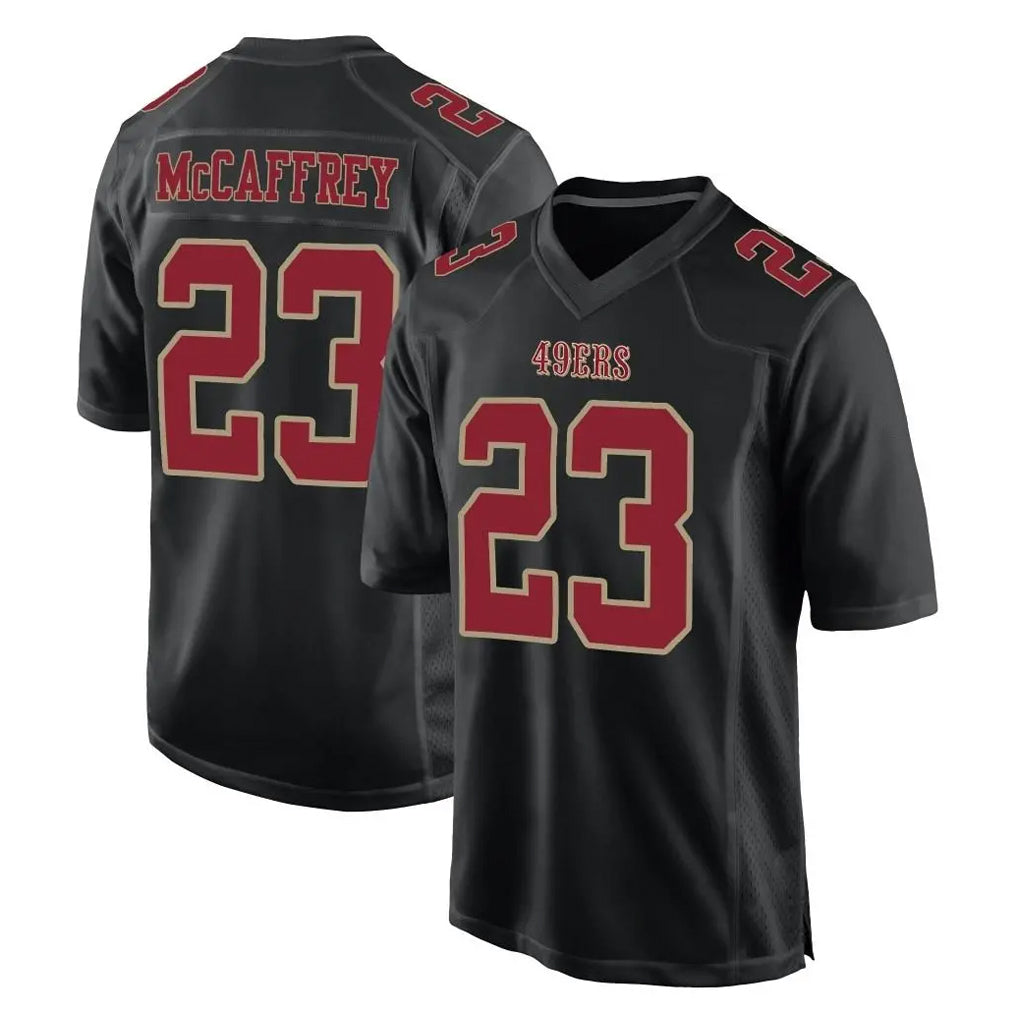 SF.49ers #23 Christian McCaffrey Player Black Fashion Home Game Gdoa Stitched Jerseys