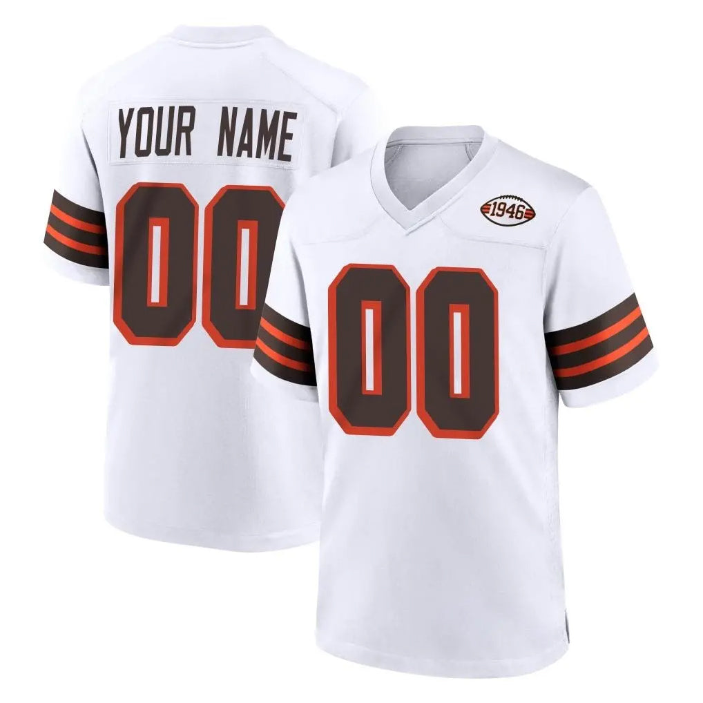 Custom C.Browns White Alternate Home Game Any Name & Numbers Gdoa Stitched Jerseys