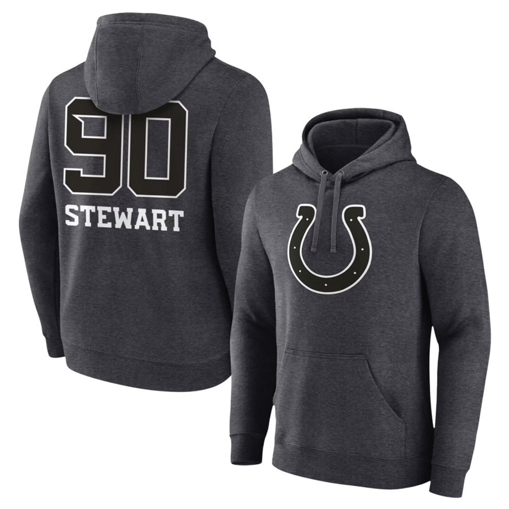 IN.Colts #90 Grover Stewart Player Charcoal Pullover Hoodies Limited Game Gdoa Stitched Jerseys