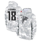 A.Falcons #18 Kirk Cousins Player Arctic Camo Salute to Service Limited Hoodie Gdoa Stitched Jerseys