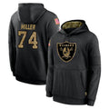LV.Raiders #74 Kolton Miller Player Black Salute to Service Hoodies Limited Game Gdoa Stitched Jerseys